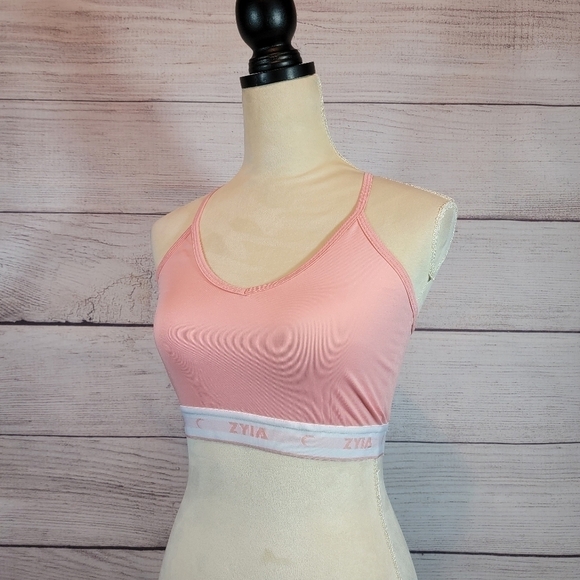 ZYIA Comfort Strappy Sports Bra Pink White Size Medium - Picture 5 of 6